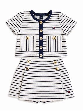 Tommy Hilfiger Toddler Set 2T Navy Stripe Skirt Outfit